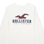 HOLLISTER Mens White Crew Neck XS Cotton Blend Pullover Sweatshirt Logo