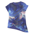 PHASE EIGHT Womens Blue Printed Top Short Sleeve Round Neck UK 12 Asymmetric Hem