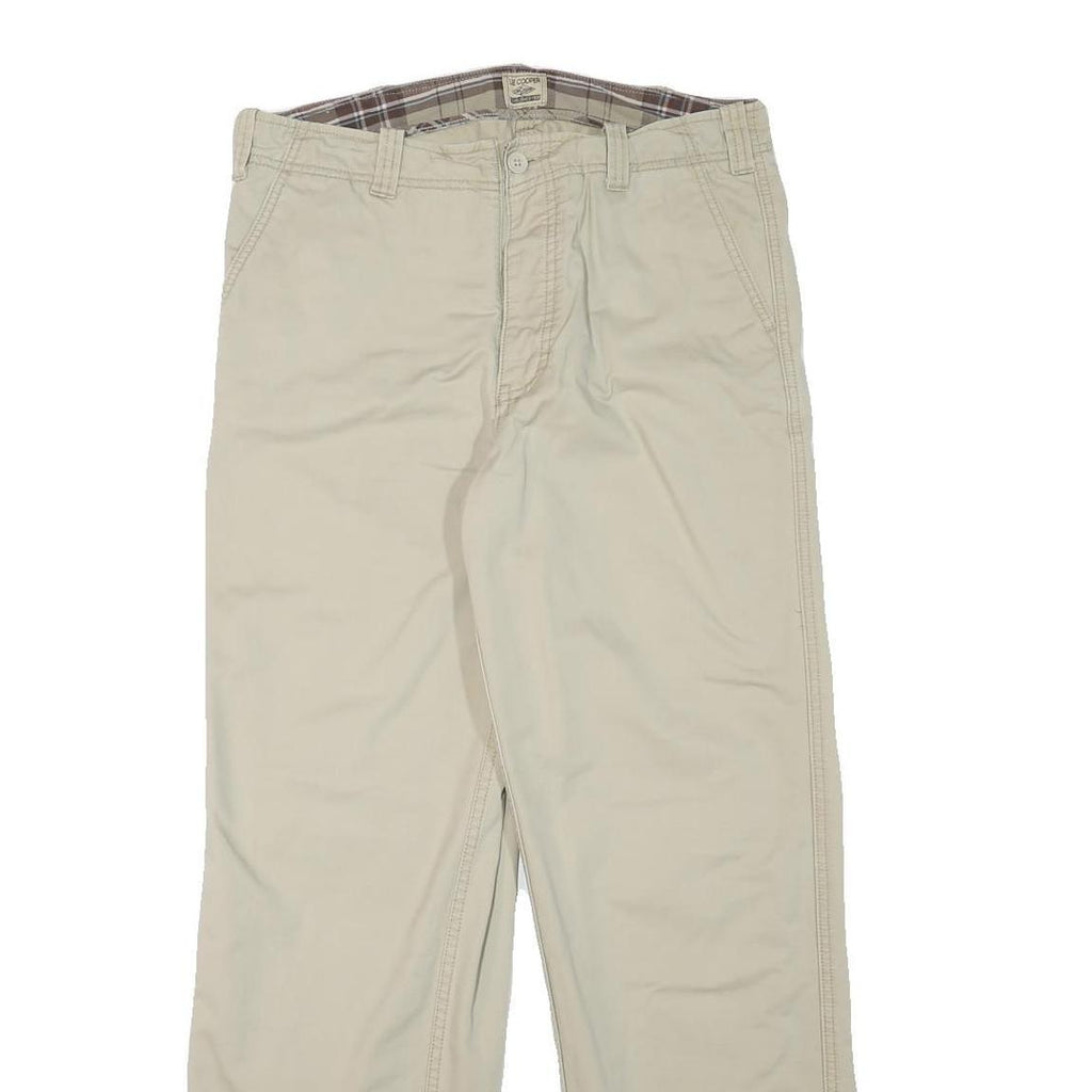 LEE COOPER Mens Cotton Blend Beige Regular Fit Straight Trousers W32 L31 Casual