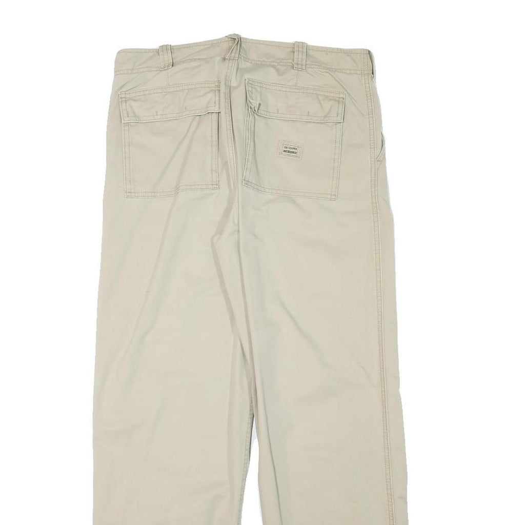 LEE COOPER Mens Cotton Blend Beige Regular Fit Straight Trousers W32 L31 Casual