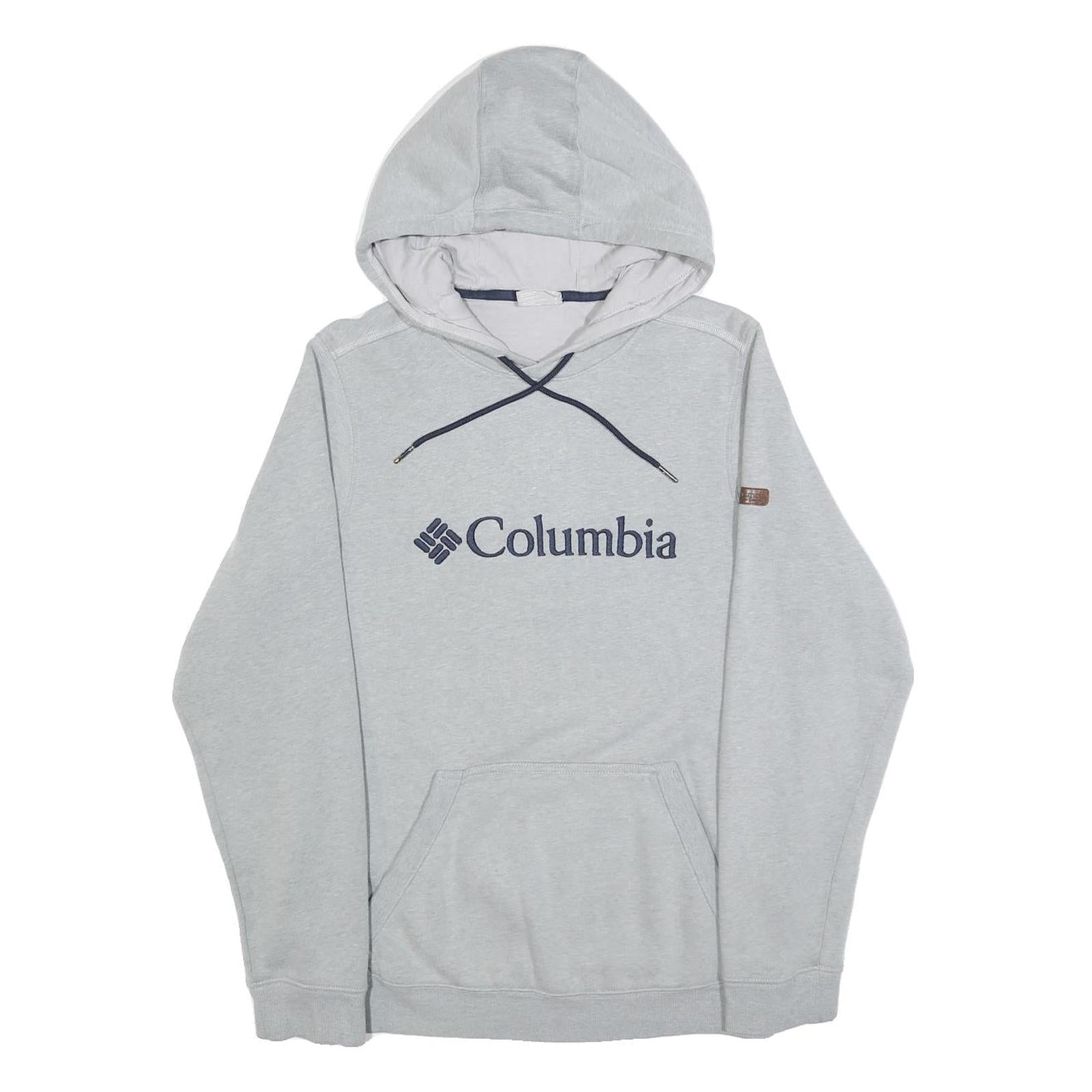 COLUMBIA Mens Grey Hoodie S Cotton Blend Pullover Casual Lightweight