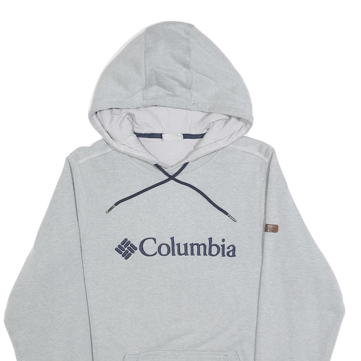 COLUMBIA Mens Grey Hoodie S Cotton Blend Pullover Casual Lightweight