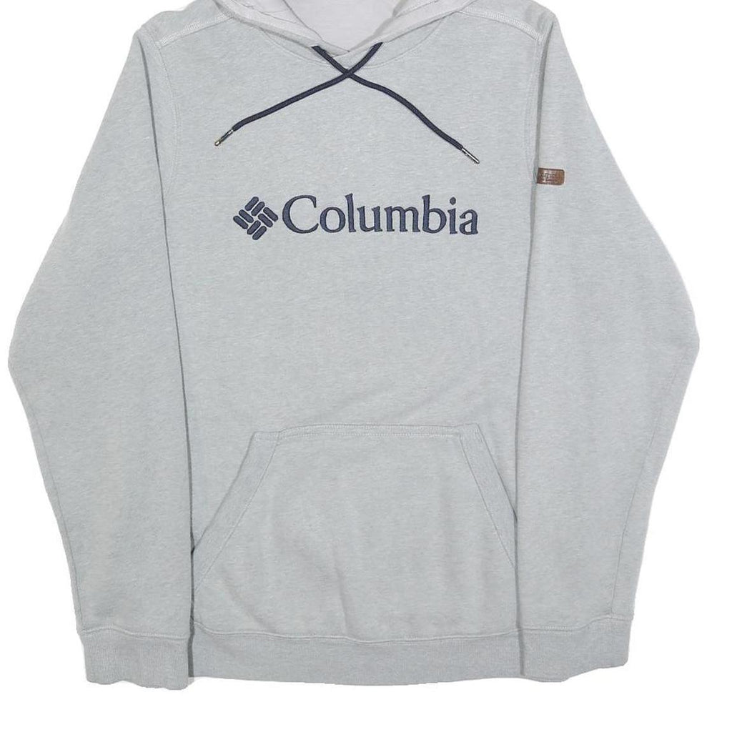 COLUMBIA Mens Grey Hoodie S Cotton Blend Pullover Casual Lightweight