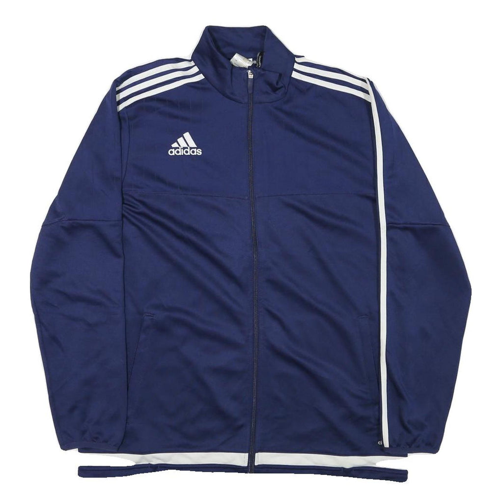 ADIDAS Mens Navy Blue White Sports Zip Jacket L Polyester Blend Track Top