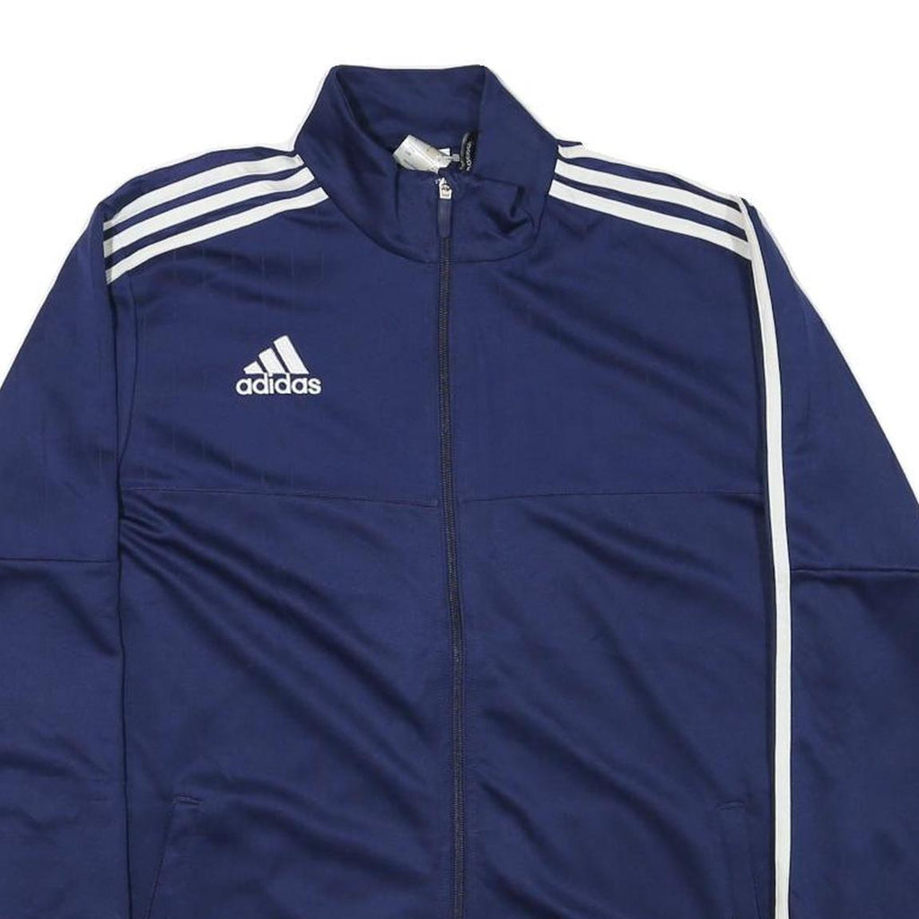 ADIDAS Mens Navy Blue White Sports Zip Jacket L Polyester Blend Track Top