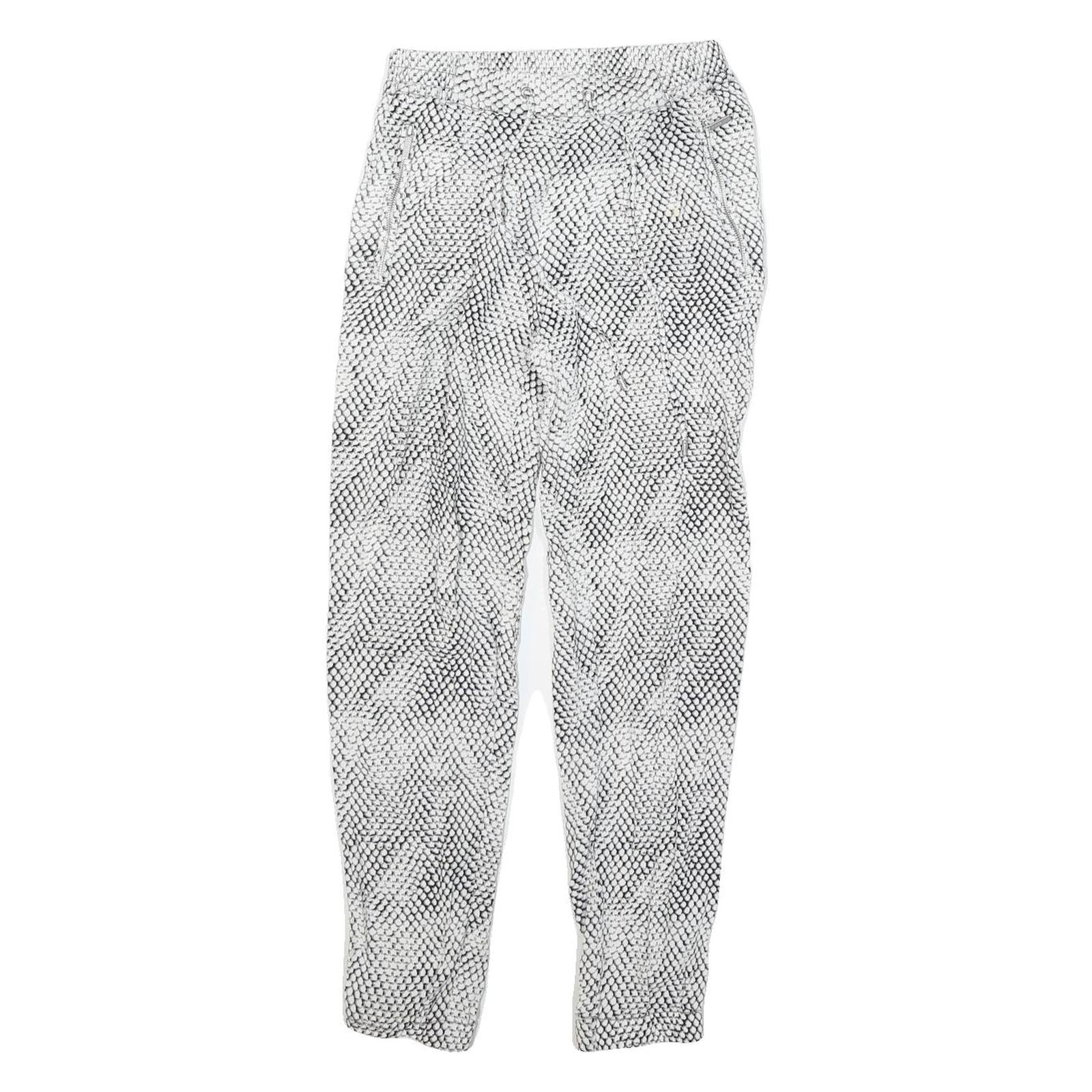 MICHAEL KORS Womens Viscose White & Black Regular Drawstring Trousers W24 L26