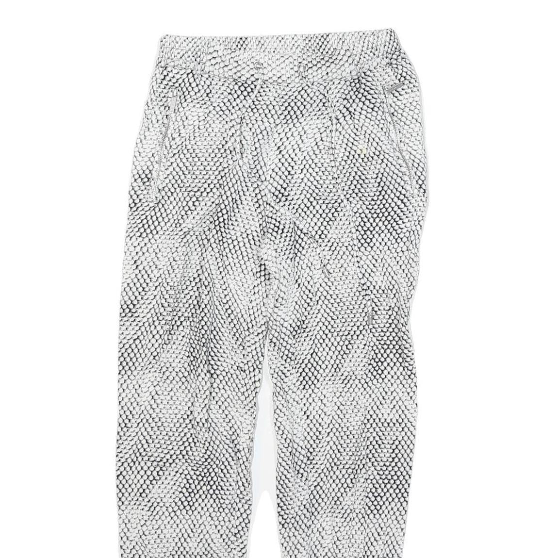 MICHAEL KORS Womens Viscose White & Black Regular Drawstring Trousers W24 L26