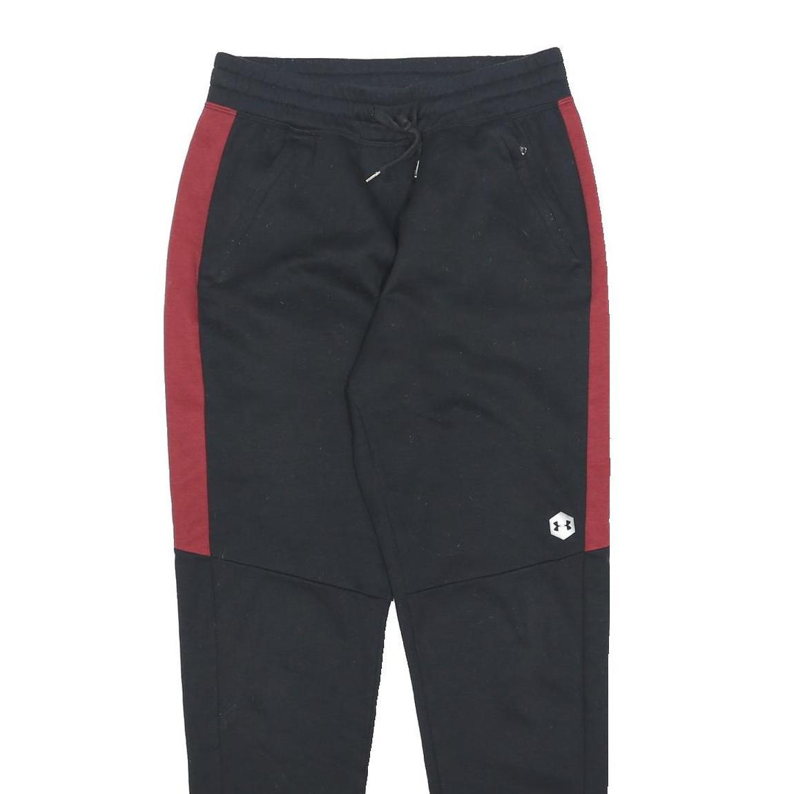 UNDER ARMOUR Mens Joggers Black & Burgundy Slim Tapered M W28 L30 Logo