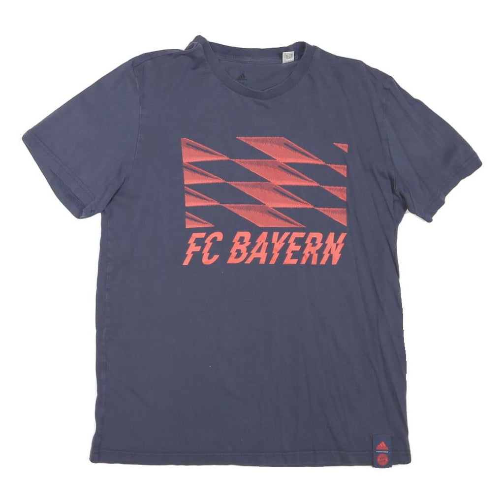 ADIDAS Mens Blue FC Bayern Graphic T-Shirt M Short Sleeve Crew Neck