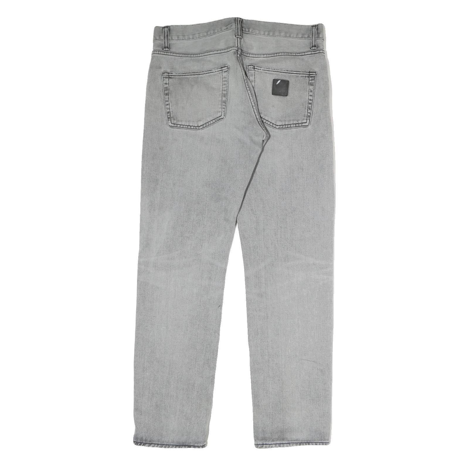 CARHARTT WIP Mens Jeans Grey Regular Straight Denim Medium W34 L30 Workwear Zip