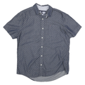 TOMMY HILFIGER Mens Blue Shirt S Cotton Blend Printed Casual Short Sleeve