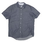 TOMMY HILFIGER Mens Blue Shirt S Cotton Blend Printed Casual Short Sleeve