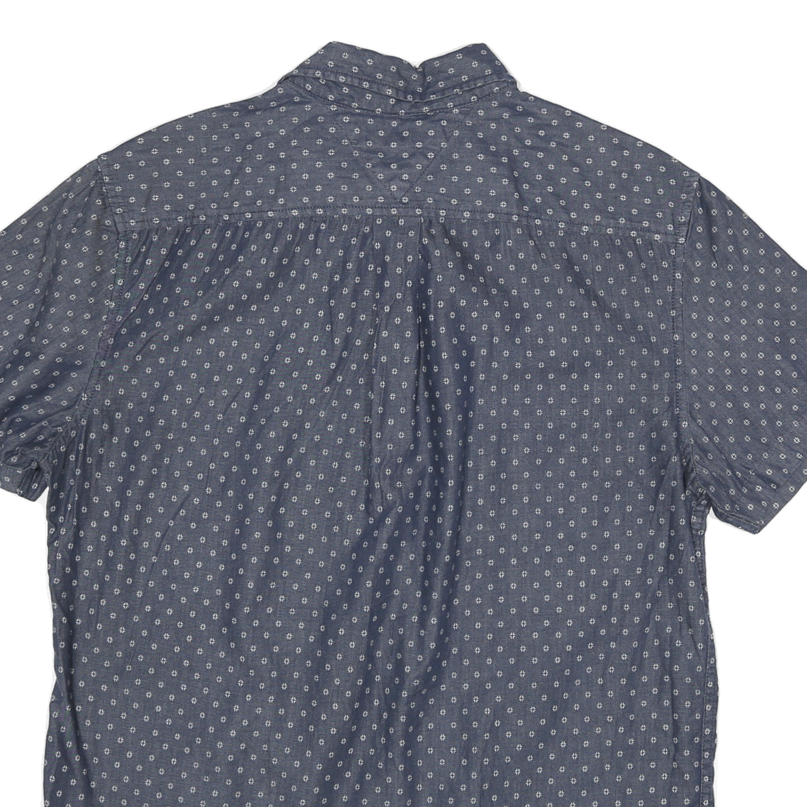 TOMMY HILFIGER Mens Blue Shirt S Cotton Blend Printed Casual Short Sleeve