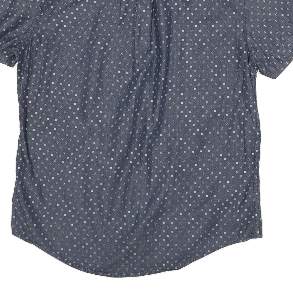 TOMMY HILFIGER Mens Blue Shirt S Cotton Blend Printed Casual Short Sleeve