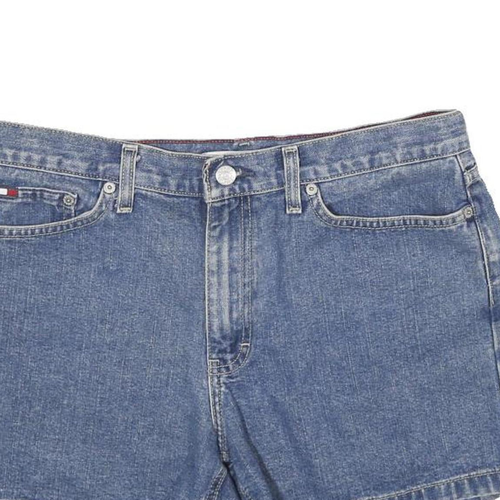 TOMMY HILFIGER Womens Denim Blue Cotton Shorts UK 12 W32 Classic Fit Casual