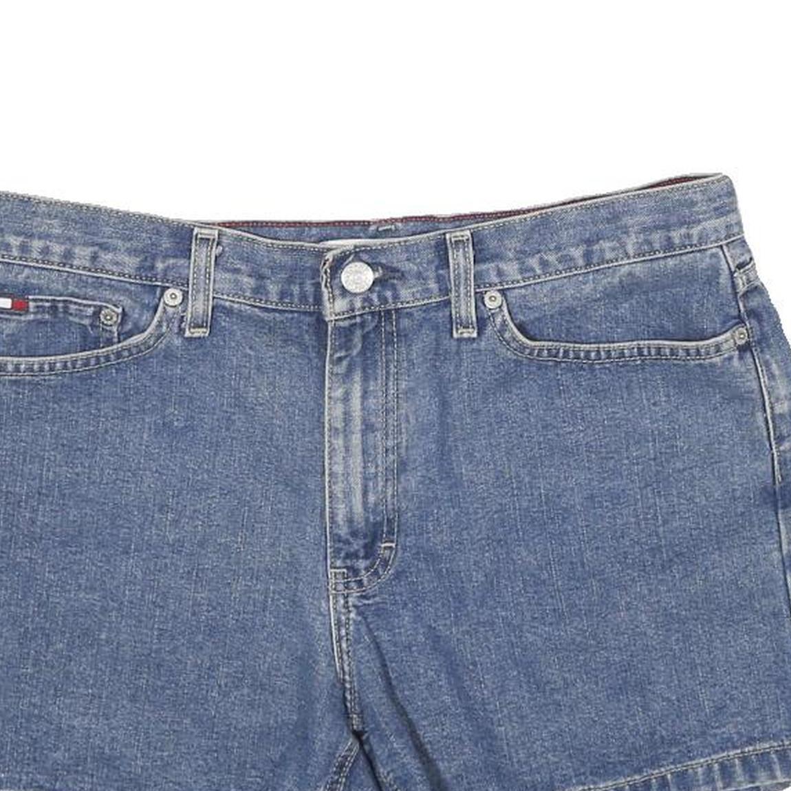 TOMMY HILFIGER Womens Denim Blue Cotton Shorts UK 12 W32 Classic Fit Casual