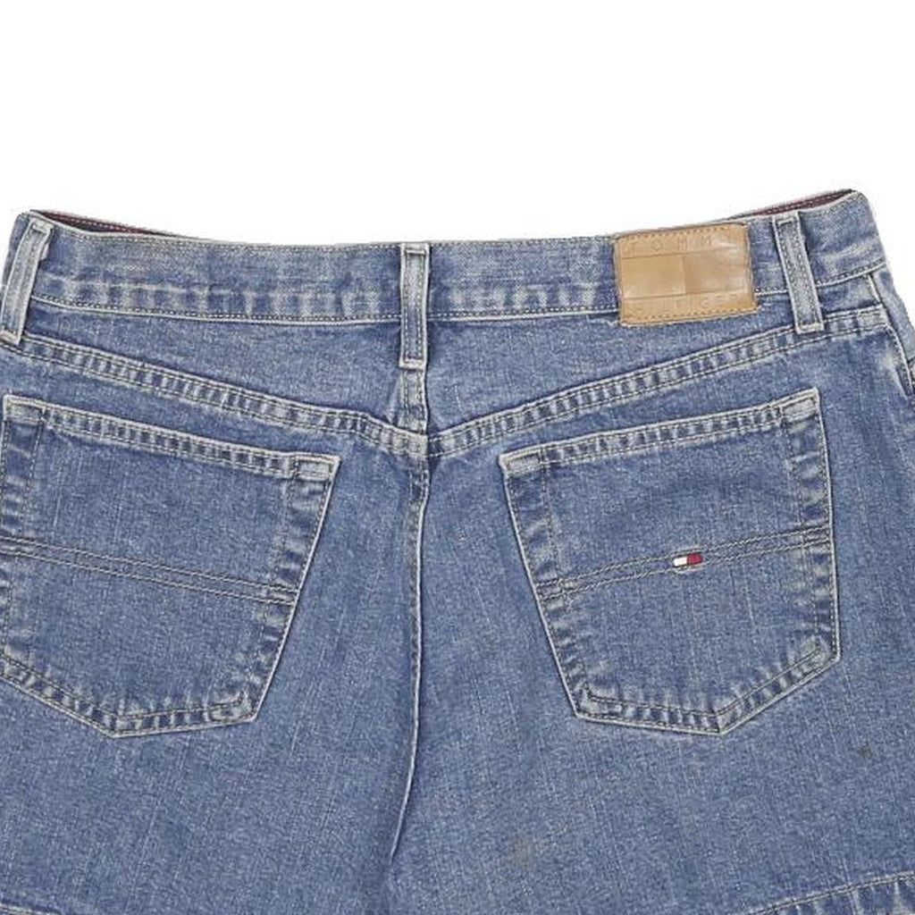 TOMMY HILFIGER Womens Denim Blue Cotton Shorts UK 12 W32 Classic Fit Casual