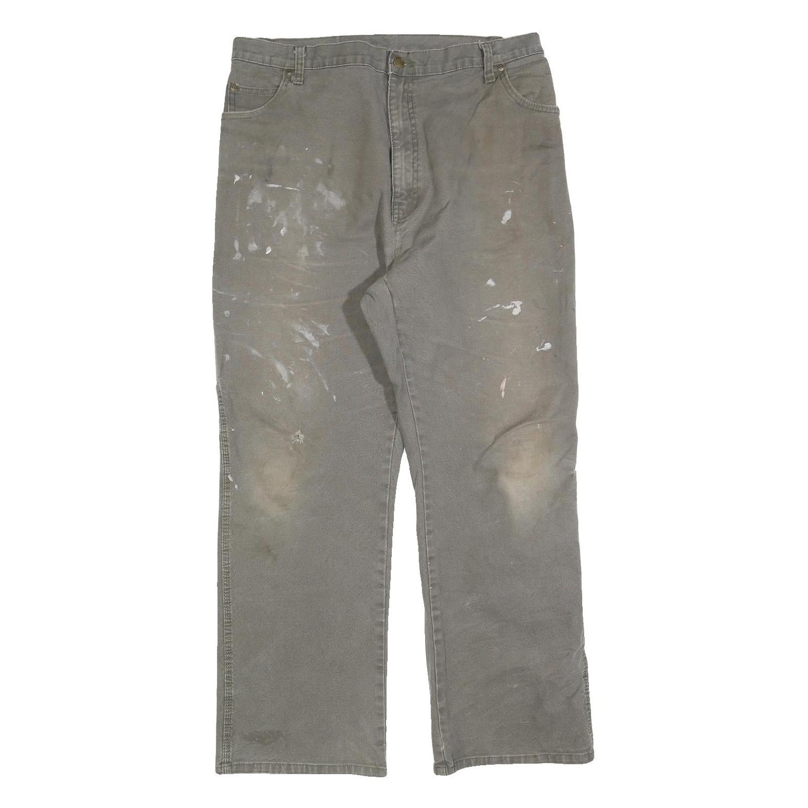 DICKIES Mens Cotton Blend Beige Regular Fit Straight Leg Trousers W35 L29