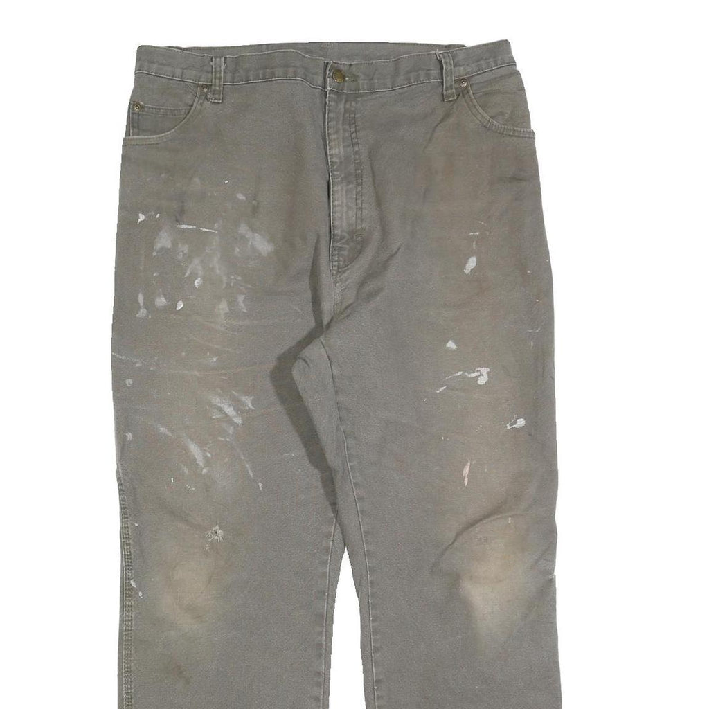 DICKIES Mens Cotton Blend Beige Regular Fit Straight Leg Trousers W35 L29