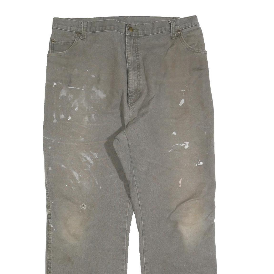 DICKIES Mens Cotton Blend Beige Regular Fit Straight Leg Trousers W35 L29
