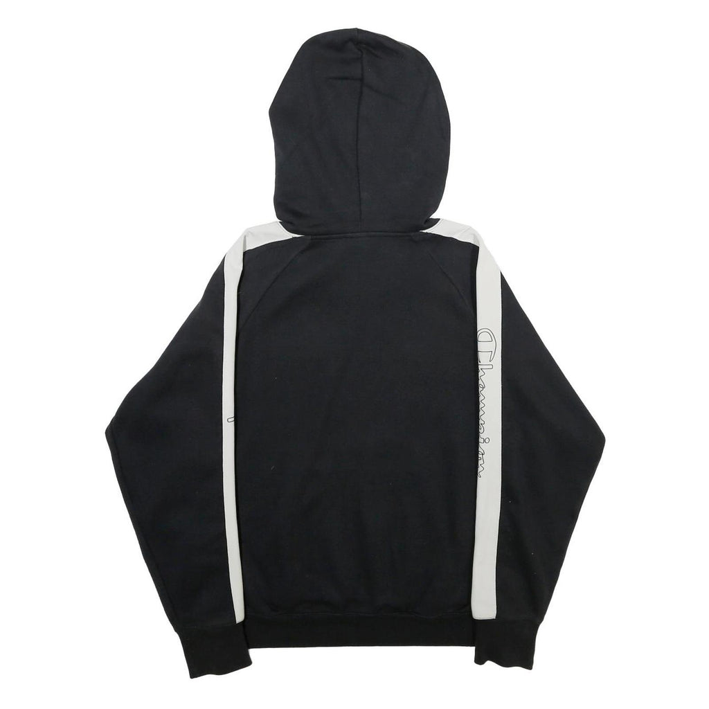 CHAMPION Womens Black & White Hoodie M Cotton Blend Pullover Logo Sweatshirt