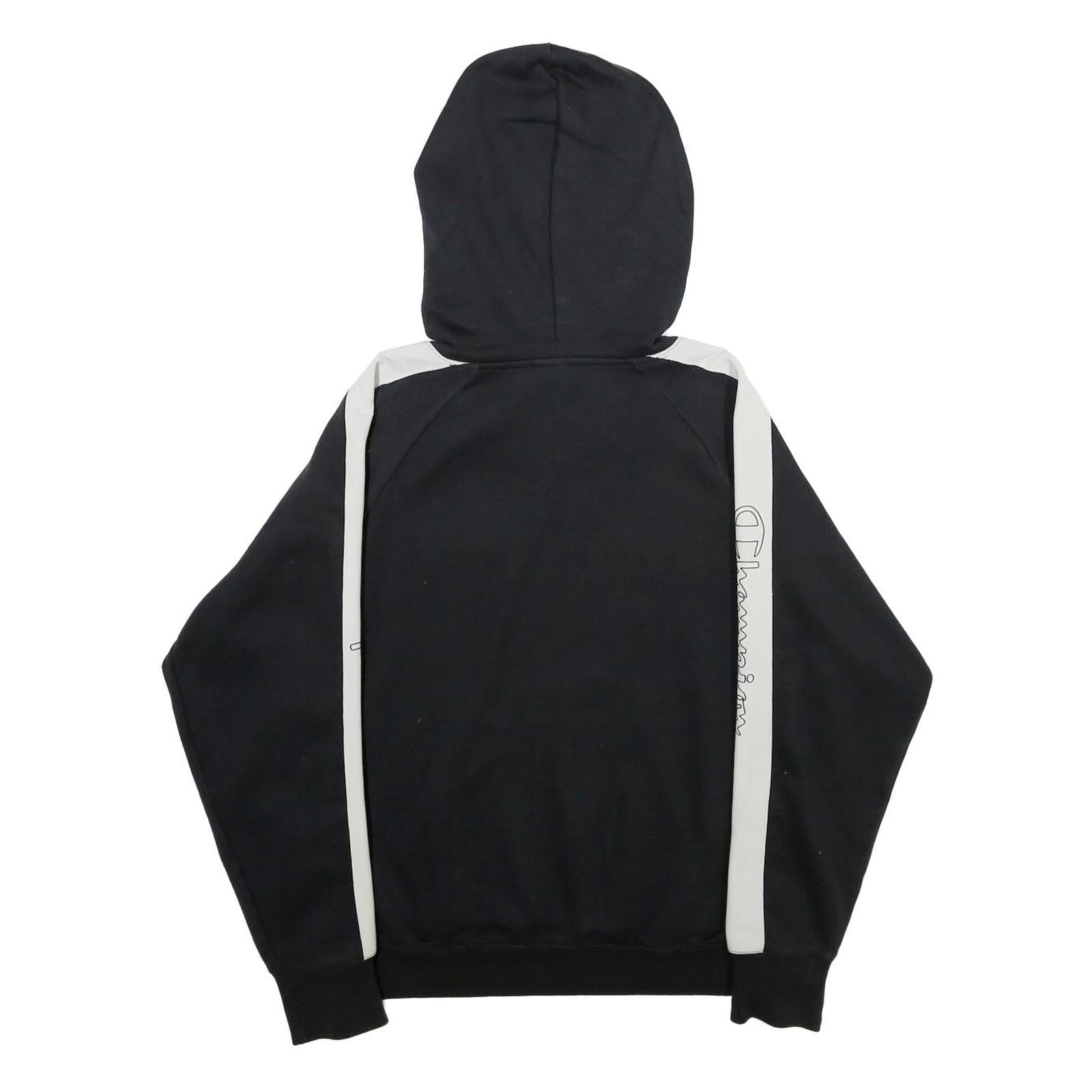 CHAMPION Womens Black & White Hoodie M Cotton Blend Pullover Logo Sweatshirt