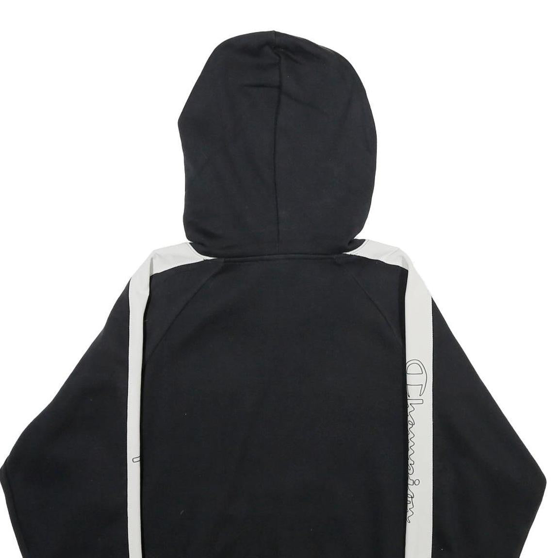 CHAMPION Womens Black & White Hoodie M Cotton Blend Pullover Logo Sweatshirt