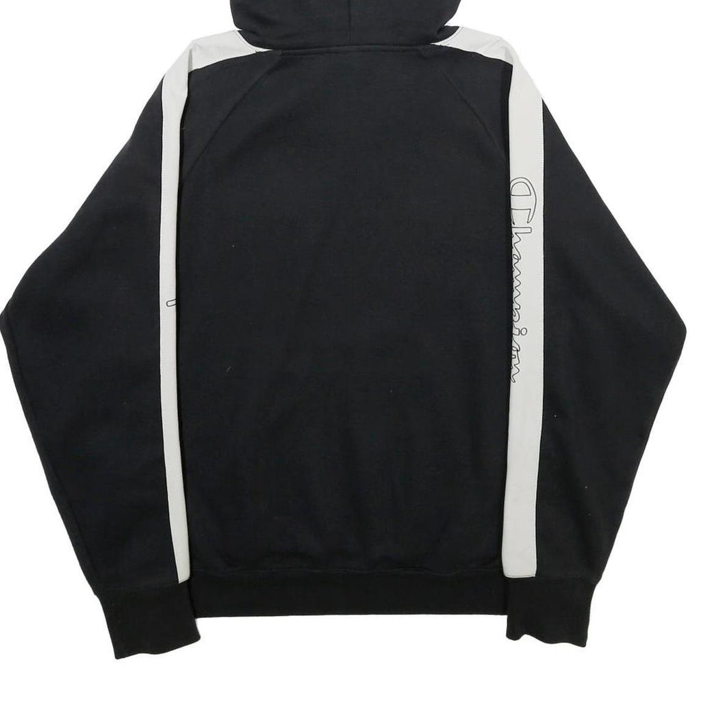 CHAMPION Womens Black & White Hoodie M Cotton Blend Pullover Logo Sweatshirt