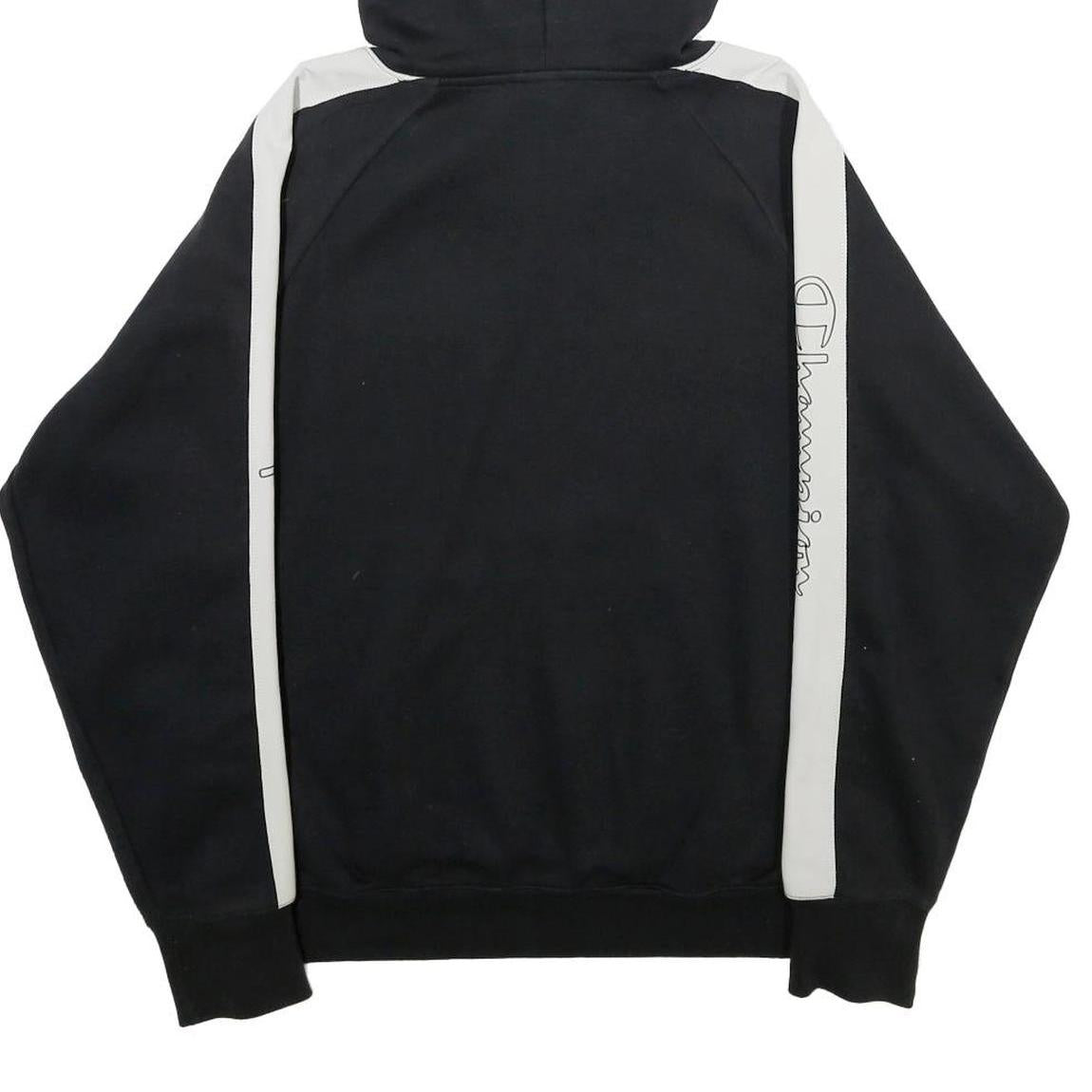 CHAMPION Womens Black & White Hoodie M Cotton Blend Pullover Logo Sweatshirt