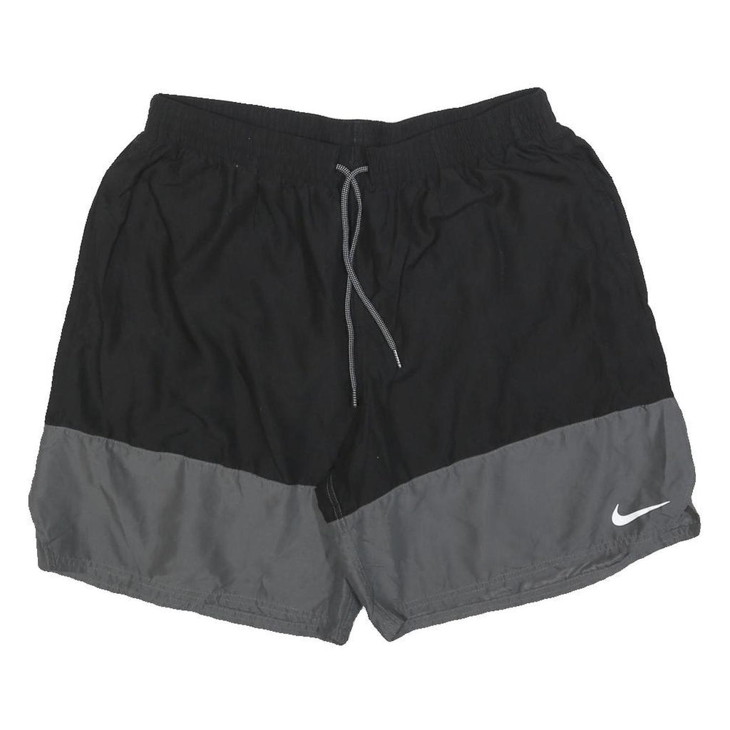 NIKE Mens Black & Grey Sports Shorts 2XL W36 Polyester Drawstring Casual