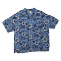 ISLANDER Mens Blue Hawaiian Rayon Shirt XL Floral Print Relaxed Fit Casual