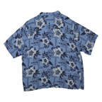ISLANDER Mens Blue Hawaiian Rayon Shirt XL Floral Print Relaxed Fit Casual