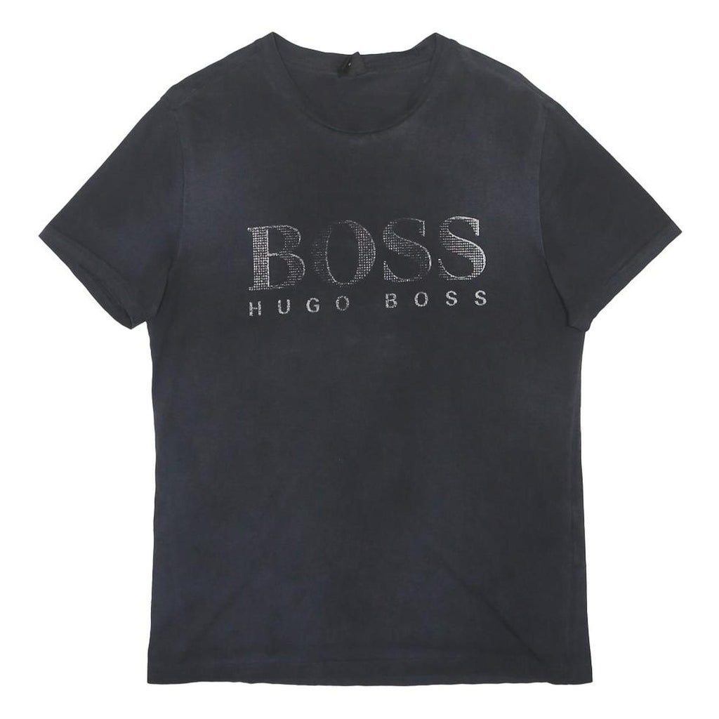 HUGO BOSS Mens Black Cotton Blend Graphic T-Shirt M Short Sleeve Crew Neck Logo