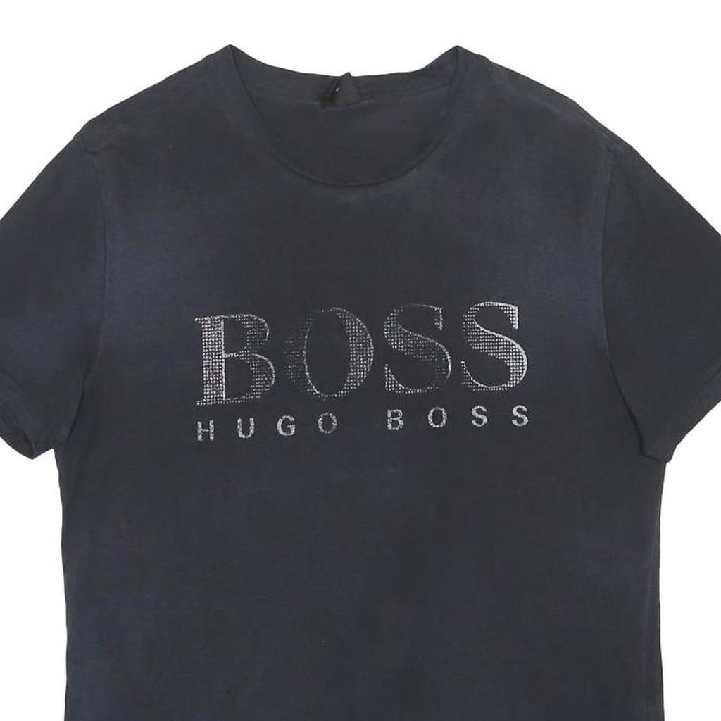 HUGO BOSS Mens Black Cotton Blend Graphic T-Shirt M Short Sleeve Crew Neck Logo