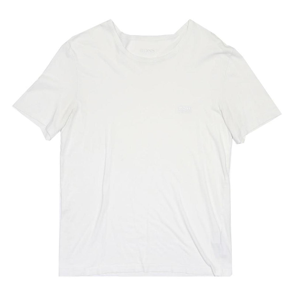 HUGO BOSS Mens White Crew Neck Short Sleeve T-Shirt M Cotton Blend Classic