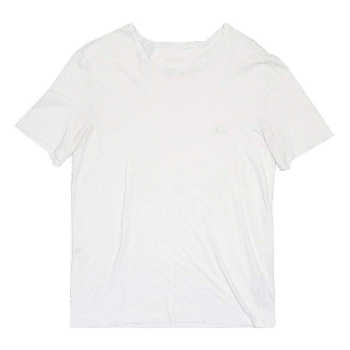 HUGO BOSS Mens White Crew Neck Short Sleeve T-Shirt M Cotton Blend Classic