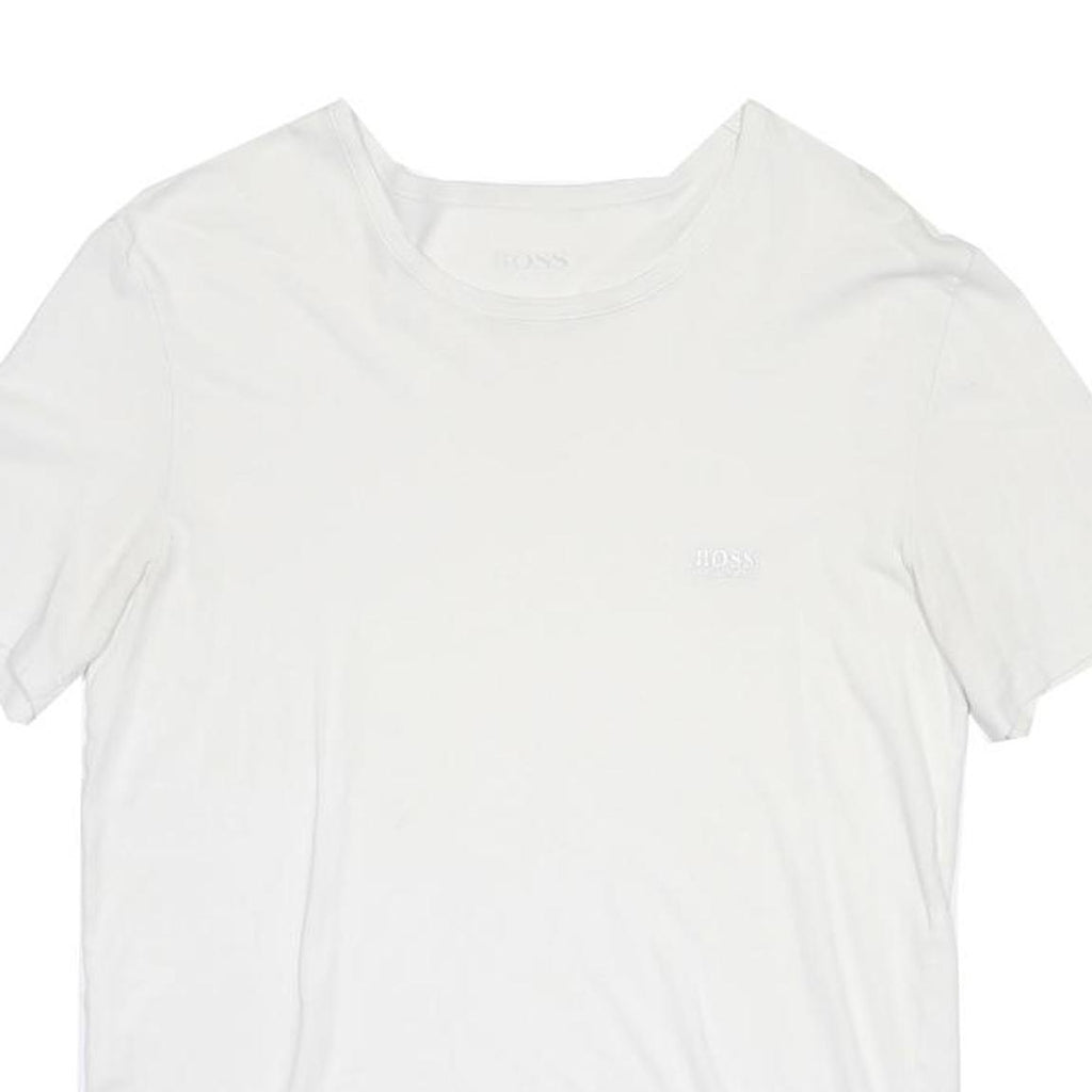 HUGO BOSS Mens White Crew Neck Short Sleeve T-Shirt M Cotton Blend Classic