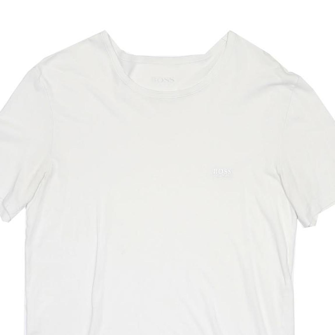 HUGO BOSS Mens White Crew Neck Short Sleeve T-Shirt M Cotton Blend Classic