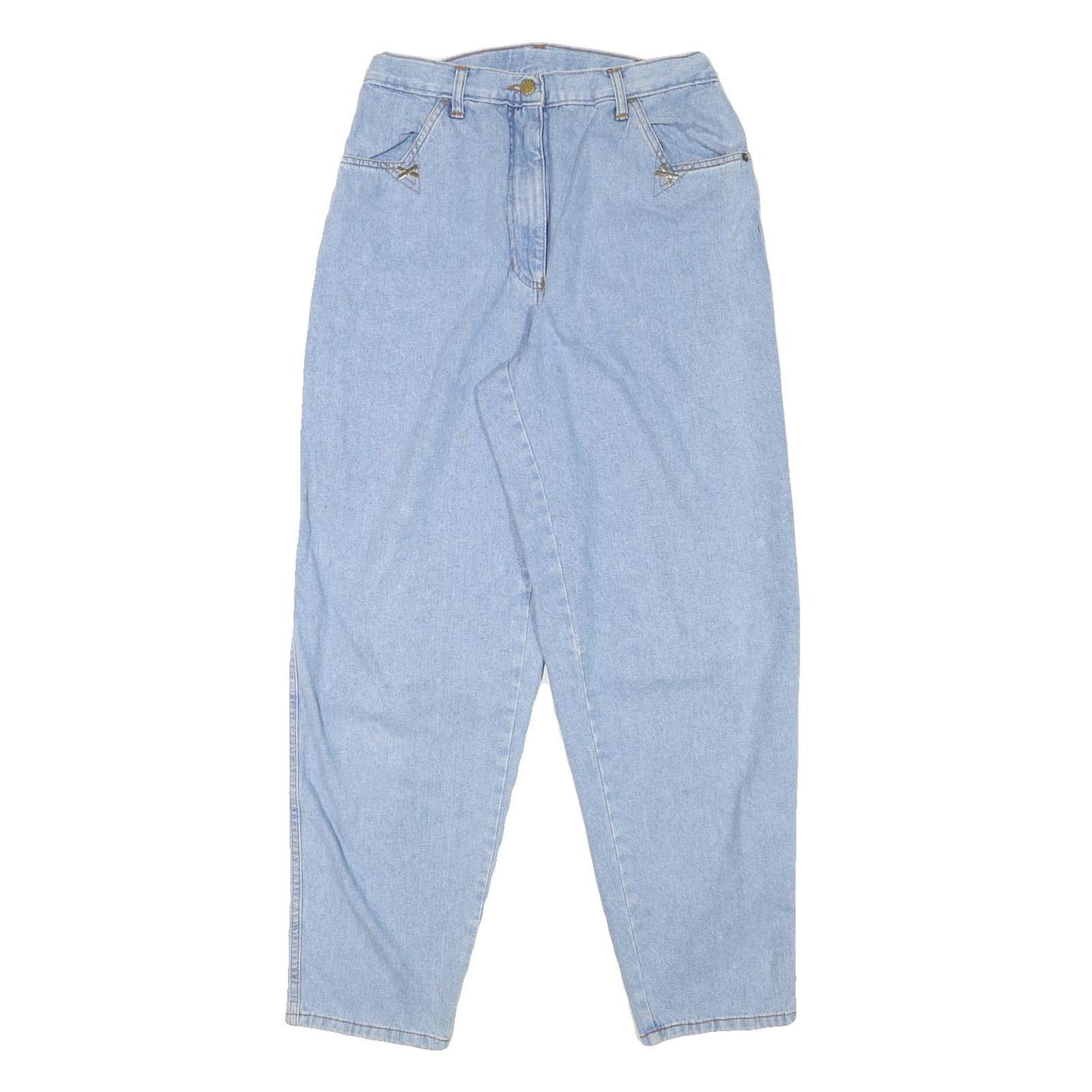 Womens Relaxed Light Blue Denim Jeans W28 L29 Cotton Blend Zip Casual Retro