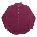 BASIC Mens Plain Shirt Red Long Sleeve L