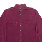 BASIC Mens Plain Shirt Red Long Sleeve L