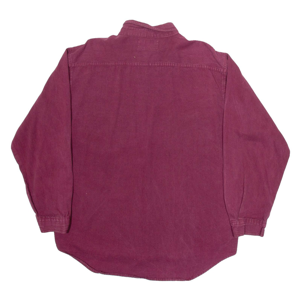 BASIC Mens Plain Shirt Red Long Sleeve L