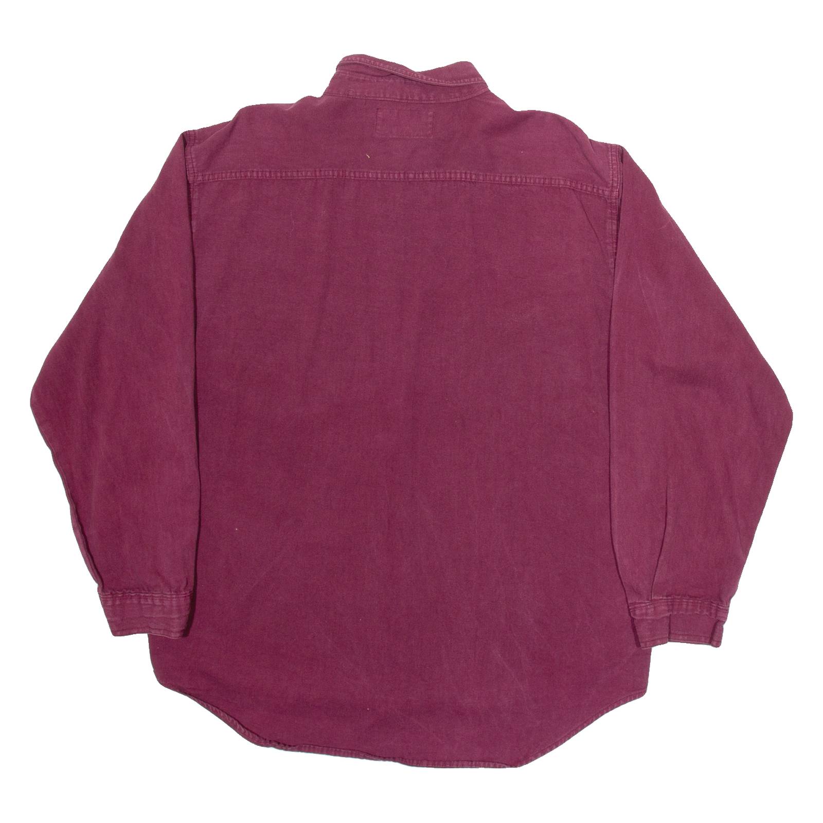 BASIC Mens Plain Shirt Red Long Sleeve L