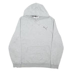 PUMA Mens Grey Hoodie L Cotton Blend Pullover Logo Sweatshirt Casual