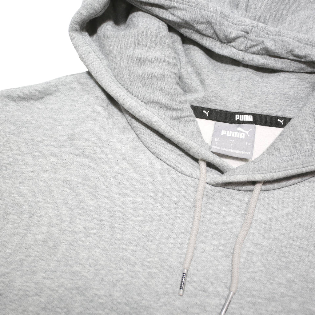 PUMA Mens Grey Hoodie L Cotton Blend Pullover Logo Sweatshirt Casual