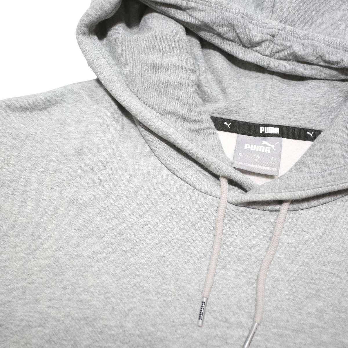 PUMA Mens Grey Hoodie L Cotton Blend Pullover Logo Sweatshirt Casual