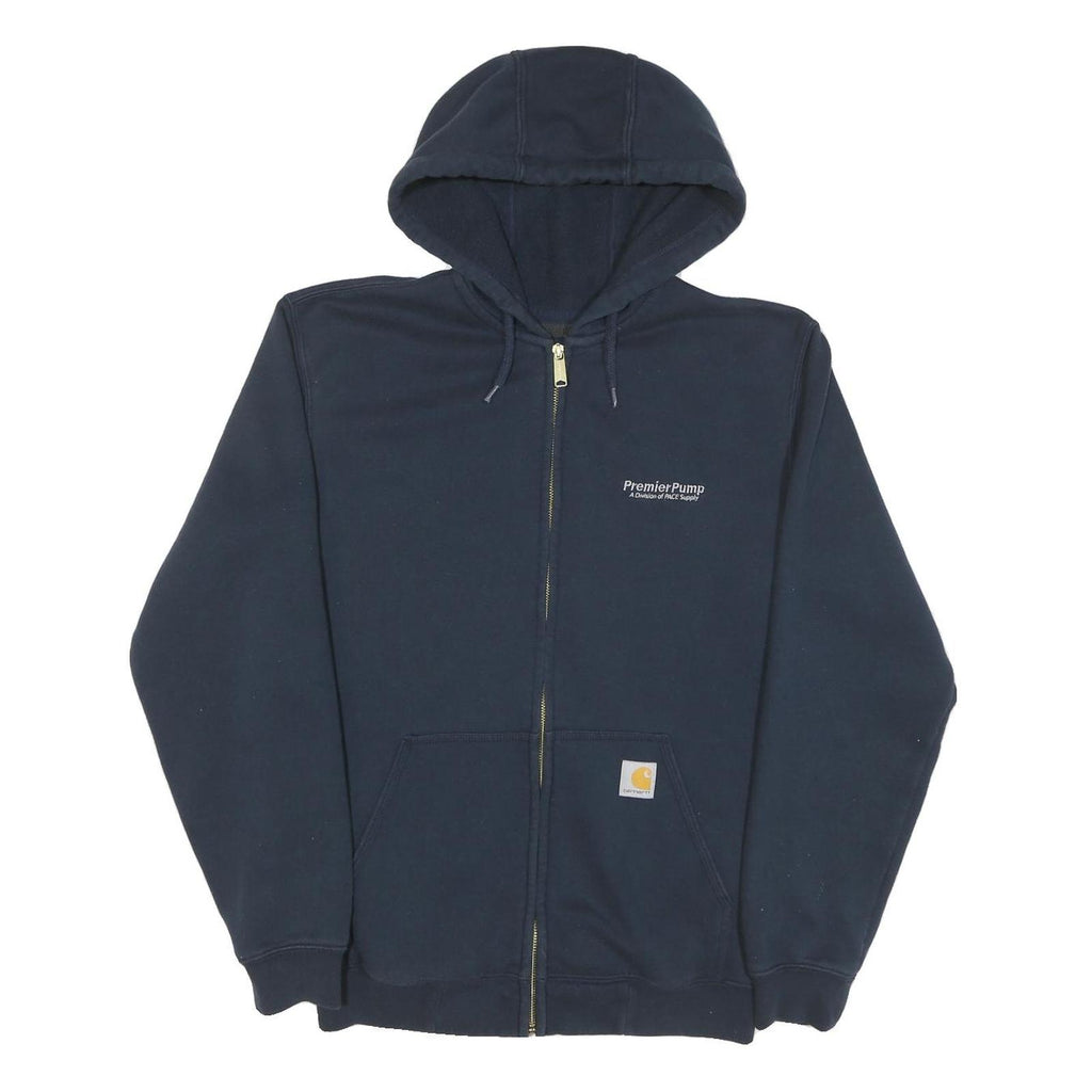 CARHARTT Mens Navy Blue Full Zip Hoodie M Cotton Blend Workwear Casual
