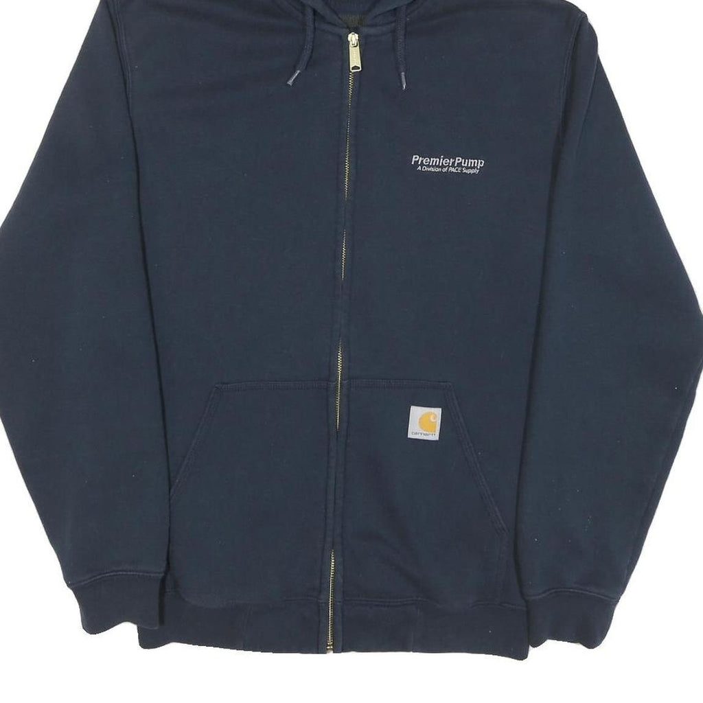 CARHARTT Mens Navy Blue Full Zip Hoodie M Cotton Blend Workwear Casual