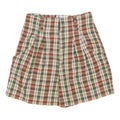 Womens Cotton Blend Beige Green & Red Plaid Casual Shorts S W26
