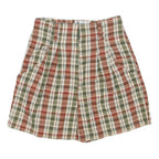 Womens Cotton Blend Beige Green & Red Plaid Casual Shorts S W26